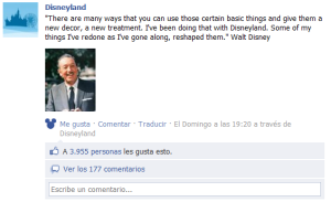 Disneyland utiza su propia aplicación para publicar en facebook